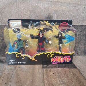 Mattel Naruto Itachi vs Sasuke Kakashi Poseable Action Figure Set 2007 NIB